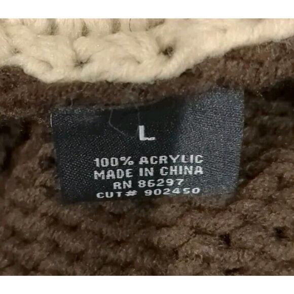 Vertigo Womens L Chunky Crochet Long Sweater Vest Brown Patchwork Boho Western - Picture 10 of 10